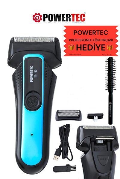 POWERTEC TR-150 Profesyonel Şarjlı Günlük Sakal Tıraş Makinesi Sinekkaydı Tıraş ve Erkek Bakım