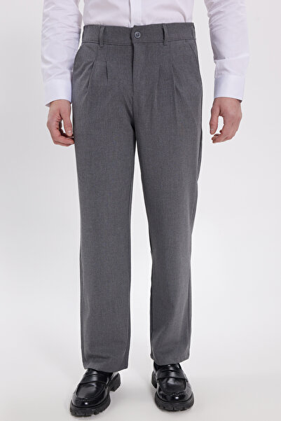 Tudors Erkek Regular Fit Klasik Kesim Normal Bel Geniş Paça Açık Gri Pantolon