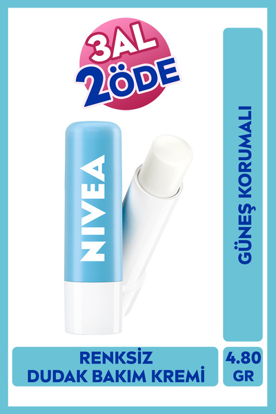 NIVEA Hydro Care Dudak Bakım Kremi 4.8gr, Gün Boyu Nemlendirici Ve Koruyucu, Spf15, Doğal Yağlar Içerir