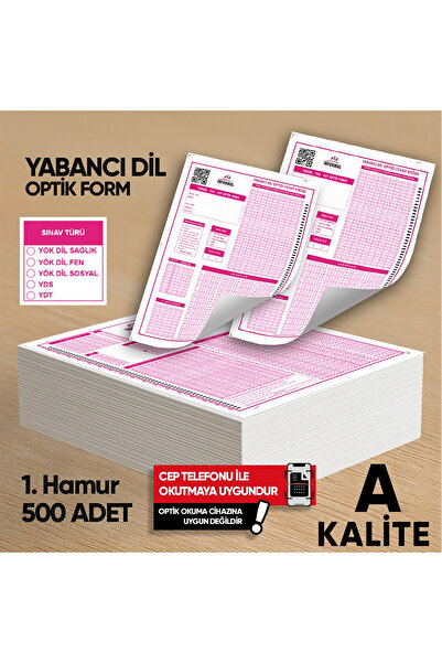 Karakutu Yayınları Yabancı Dil (YDS ve YDT) Deneme Sınavları İçin 100 Adet (80.GR) Optik Form