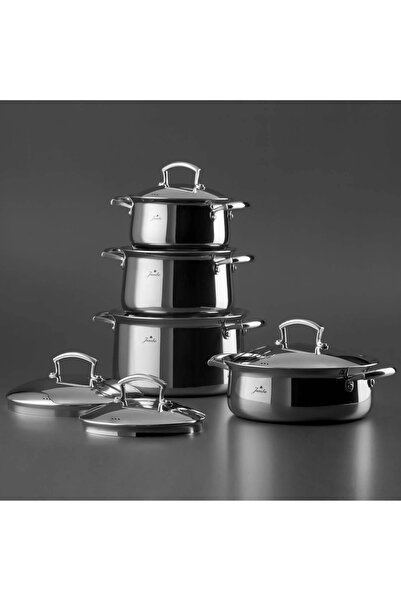 Jumbo Flame 5PLY 8 Parça İndüksiyon Tabanlı Çelik Tencere Seti