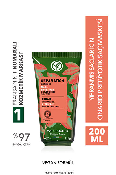 Yves Rocher Onarıcı Prebiyotik Saç Maskesi - Yıpranmış Saçlar / Reparation -Vegan -200ml