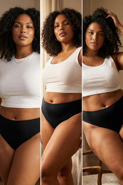 Trendyol Curve Czarny zestaw 3 sztuk bawełnianych majtek brazylijskich z elastycznym paskiem w dużym rozmiarze TBBAW24CM00010