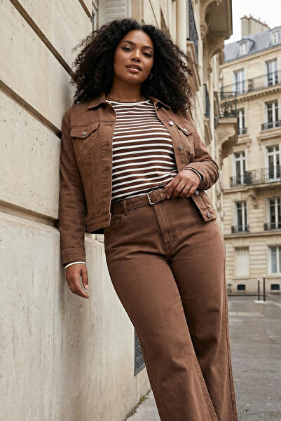 Trendyol Curve Dungi maro Model obișnuit/normal basic guler rotund din material subțire tricou TBBAW26BF00003