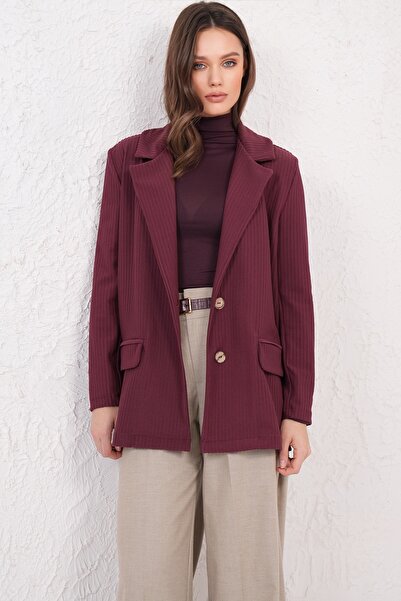 Trend Alaçatı Stili Women's Burgundy Oversized Blazer Jacket Alc-X14776