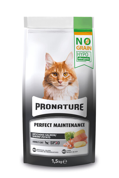 Pronature Tahılsız Yetişkin Kuru Kedi Maması (Perfect Maintenance) - Somonlu Enginarlı - 1,5 KG
