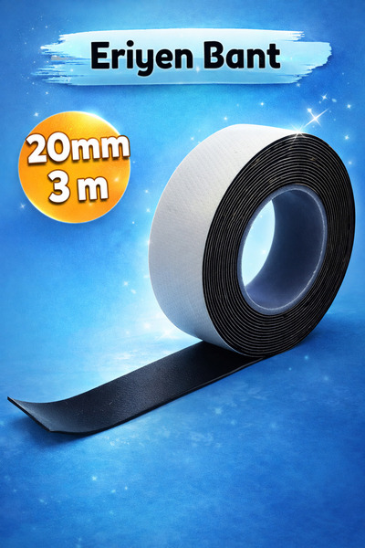 Badem10 Gri Eriyen Bant 20MM x 3MT Su Geçirmez Boru İzolasyon ve Sızdırmazlık Dayanıklı Tamir Bandı