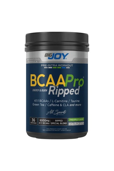 Bigjoy Sports Bcaapro Ripped - L-Carnitine وTaurine يحتوي على الأحماض الأمينية مع رائحة الأناناس 432 جم