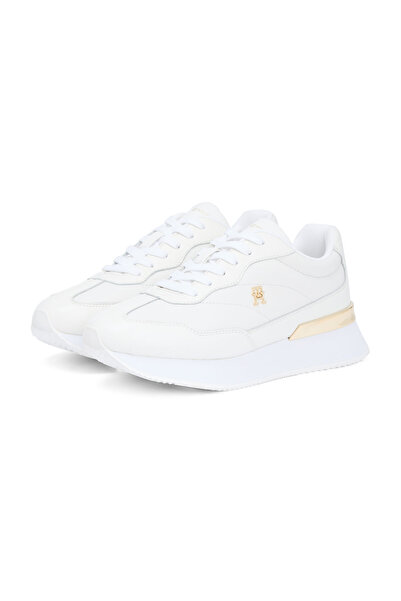 Tommy Hilfiger Women's Lace-Up Gold Detailed Thick Sole Sneaker - White/Ecru