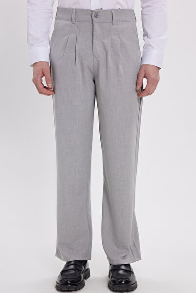 Tudors Men's Regular Fit Classic Cut Regular Waist Wide Leg Gray Trousers