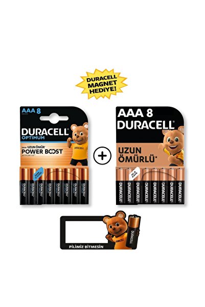 Duracell Optimum AAA Alkalin Kalem Pil 8’li Paket + AAA Alkalin Kalem Pil 8'l...