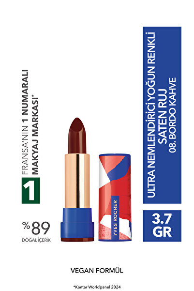 Yves Rocher Ultra Nemlendirici Yoğun Renkli Saten Ruj-08. Bordo Kahve-3.8 G-7...