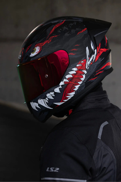 LS2 RAPID 2 RACE KAIJU MAT SİYAH-KIRMIZI-BEYAZ KASK