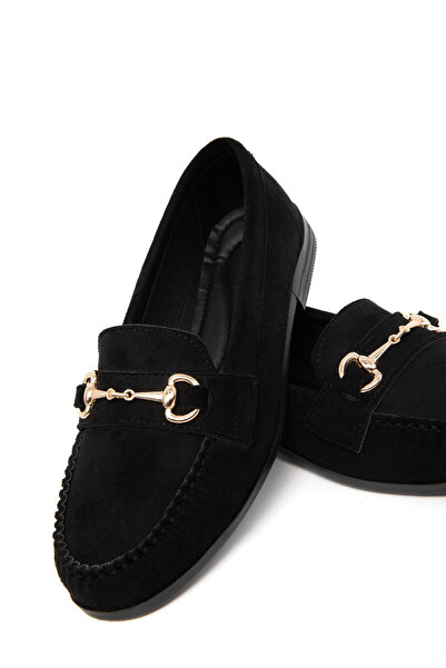 SOHO Damen-Loafer-Schuhe aus schwarzem Wildleder 21245