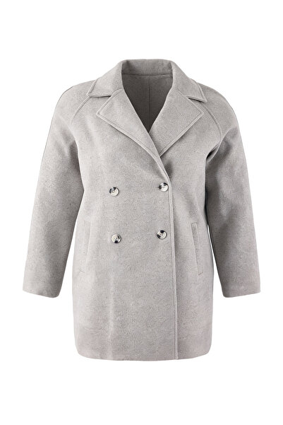 Trendyol Curve Gray Regular Plus Size Coat Twoaw26Dd00019