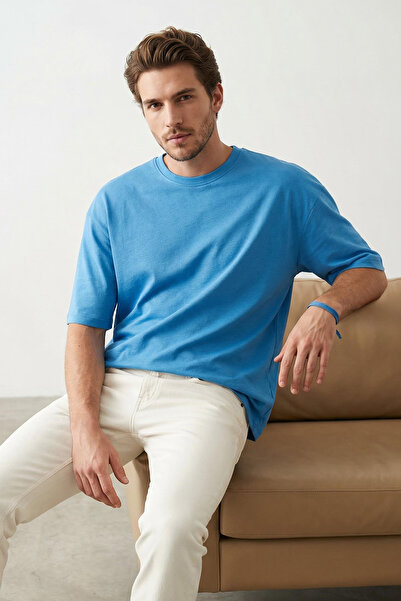 Trendyol Collection Dark Blue Oversize/Wide Cut 100% T-Shirt Tmnss22Ts0318