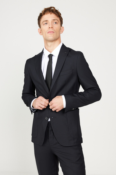 ALTINYILDIZ CLASSICS Erkek Lacivert Yünlü Ekstra Slim Fit Dar Kesim Kırlangıç Yaka Takım Elbise