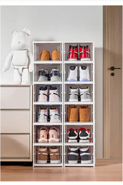 Kitchen Life رف أحذية قابل للطي مكون من 6 قطع، خزانة ورف واسعة متعددة الأغراض