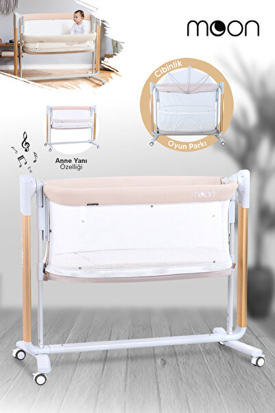 Huggy Bej Moon Akıllı Beşik – Otomatik Sallanabilir, Sensörlü, Kumandalı Anne...