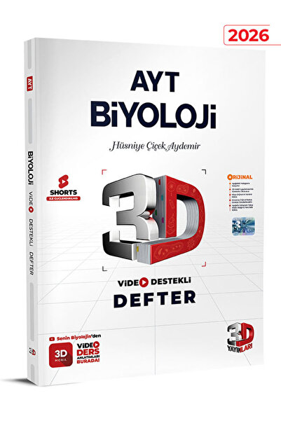 3D Yayınları 3d Ayt Biyoloji Defter Video Destekli