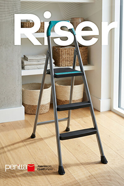 Perilla Riser 2+1 Merdiven | 150 KG Taşıma Kapasiteli, Kaymaz Basamaklı