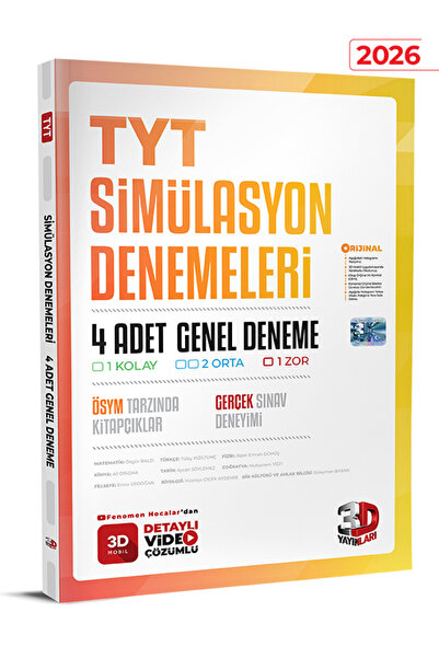 3D Yayınları TYT 4'lü Simülasyon Genel Denemeleri