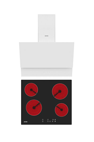 Simfer Simfe QS Beyaz Elektrikli 2'li Ankastre Set (Elektrikli Ocak + Davlumbaz)