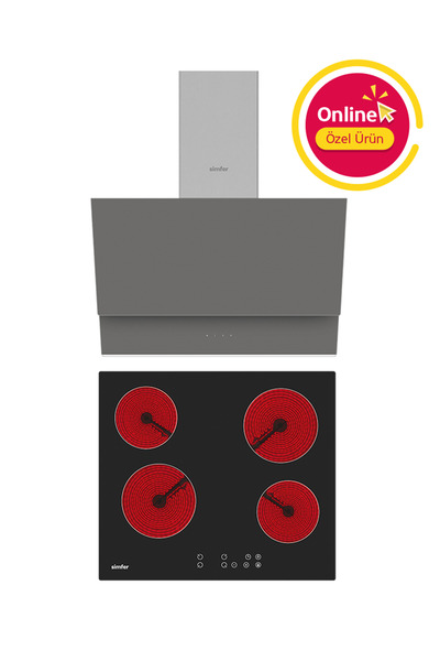 Simfer Trend Gri Elektrikli 2'li Ankastre Set (Elektrikli Ocak + Davlumbaz)