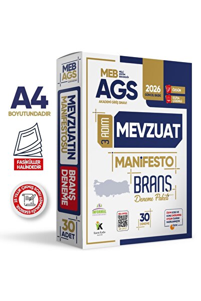Karakutu Yayınları 2026 MEB AGS 3 Adım MEVZUAT Manifesto Branş Deneme Paketi ...