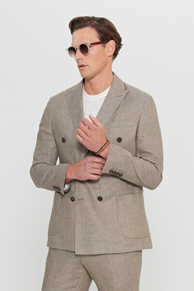 ALTINYILDIZ CLASSICS Men's Mink Wool Slim Fit Slim Fit Swallow Collar Pattern...