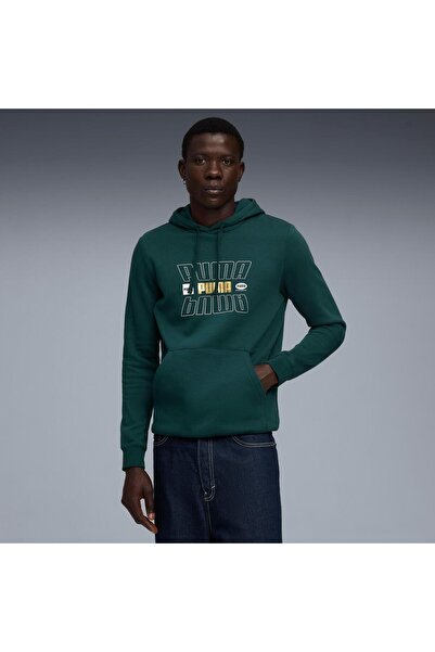 Puma هودي ESS LOGO LAB للعطلات، لون أخضر فلوري