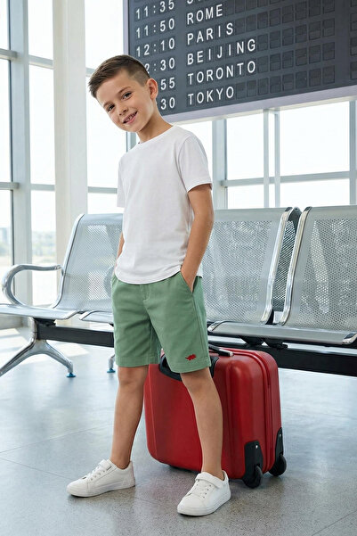 TRENDYOLKIDS Mint Boy 100 % Baumwolle bestickte gewebte Shorts & Bermuda TKDS...