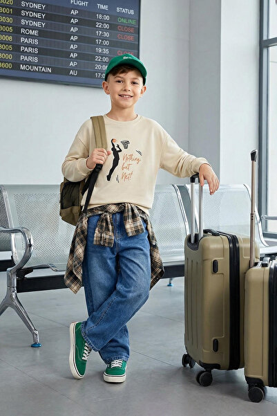 TRENDYOLKIDS Beige*001 Boys' Seasonal-Thin Basketball Print Crew Neck Knitted...