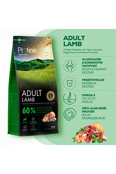 Profine Yetişkin Köpekler İçin Glutensiz Hipo-alerjenik Doğal Kuzu ve Patates...