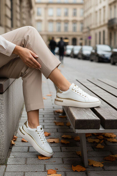 SOHO Weiß-Gold Damen Sneaker 20810