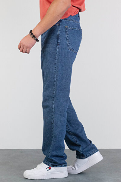 HLT JEANS Мъжки сини широки прави дънки - 100% памучен деним, Лъв