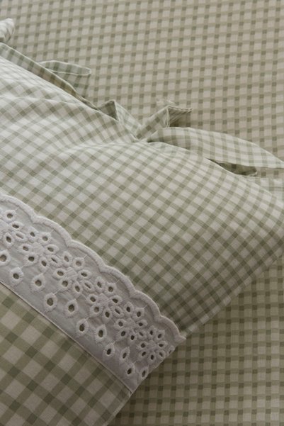 Karaca Home Luisa 100% Cotton Double Duvet Cover Set Green