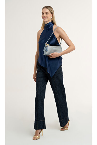 Pierre Cardin Mavi Dijital Monogram Kadın Çapraz Omuz Çantası 05PO25Y10704