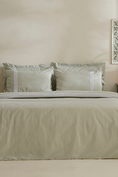 Karaca Home Luisa 100% Cotton Double Duvet Cover Set Green