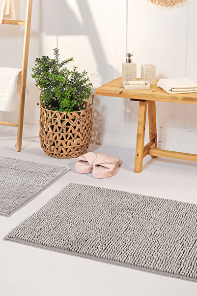 Kaşmir Home Σετ Πατάκια Μπάνιου Soft Pasta Γκρι 40x60-60x90 cm