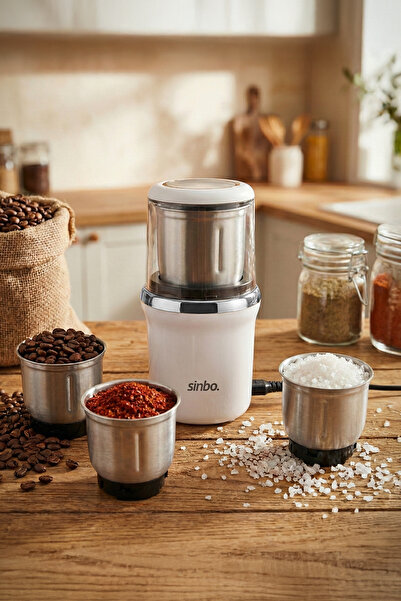 Sinbo SCM-9037 KAHVE-BAHARAT ÖĞÜTÜCÜ - BEYAZ-KROM