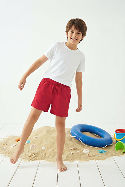TRENDYOLKIDS Red Boy's Basic υφαντό μαγιό σορτς TKDSS25DS00002