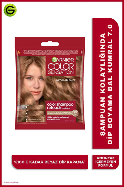 Garnier Color Shampoo Retouch Şampuan Kolaylığında Dip Boyası, Bal Kumral 7.0