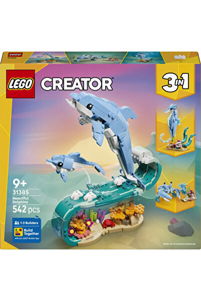 LEGO Creator 3'ü 1 Arada Deniz Hayvanları: Güzel Yunuslar 31385 – 9+ için Oyuncak Yapım Seti (542P)