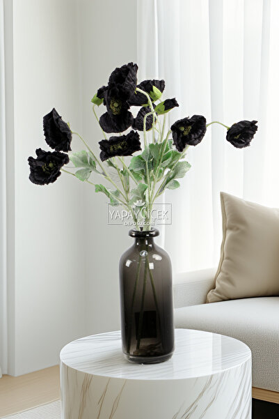 Yapay Çiçek Deposu Yapay Çiçek 4lü Prenses Çiçeği Dalı 60 cm Siyah