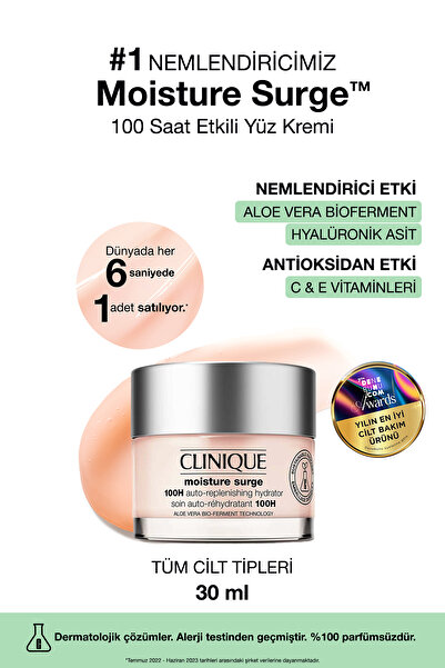 Clinique Moisture Surge™ 100 Saat Etkili Nemlendirici Yüz Kremi 30ml | Aloe V...