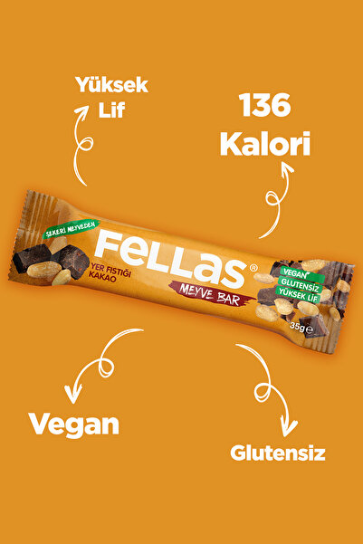 Fellas Meyve Bar - Yer Fıstığı ve Kakaolu (35 g) x 12 Adet