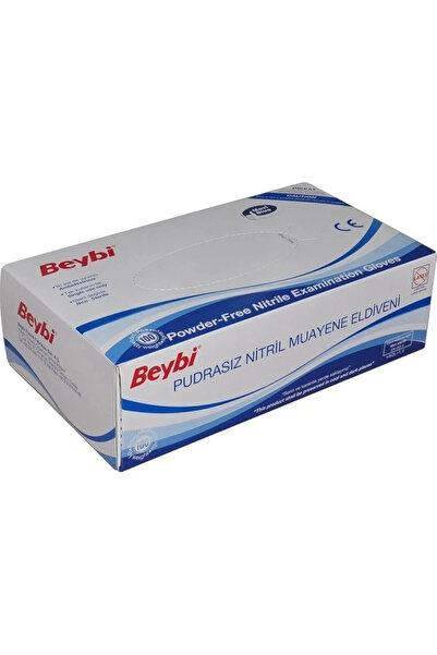 Beybi Pudrasız Nitril Mavi (L) Large Beden Muayene Eldiven 100lü Paket.