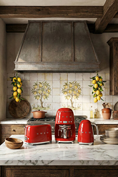 SMEG 50's Style Kırmızı Kettle - 1x2 Ekmek Kızartma Makinesi Ve Filtre Kahve ...