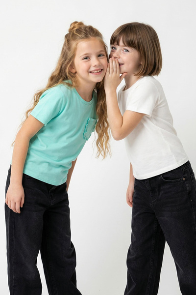 TRENDYOLKIDS Mint-Ecru Σετ με 2 πλεκτά μπλουζάκια για κορίτσι - TKDSS25TS00017